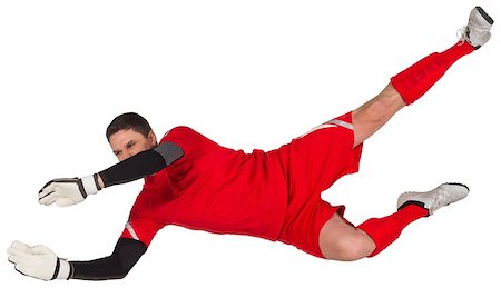 football keeper with player - Fit goal keeper jumping up on white background Stock Photo - Budget Royalty-Free & Subscription, Code: 400-07526910