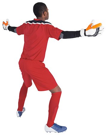 soccer goalie hands - Goalkeeper in red ready to save on white background Stock Photo - Budget Royalty-Free & Subscription, Code: 400-07527114