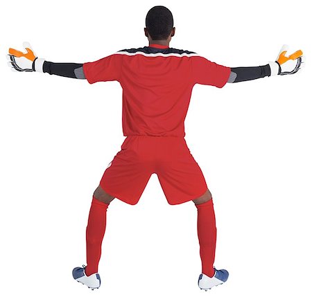 soccer goalie hands - Goalkeeper in red ready to save on white background Stock Photo - Budget Royalty-Free & Subscription, Code: 400-07527115