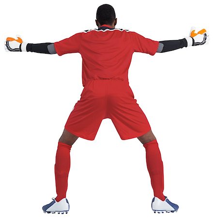 soccer goalie hands - Goalkeeper in red ready to save on white background Stock Photo - Budget Royalty-Free & Subscription, Code: 400-07527116