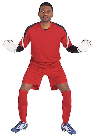 soccer goalie hands - Goalkeeper in red ready to save on white background Stock Photo - Budget Royalty-Free & Subscription, Code: 400-07527110