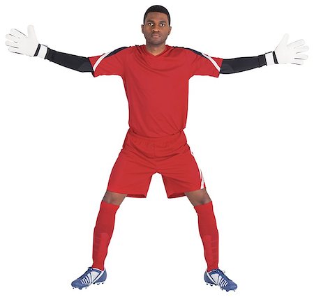 soccer goalie hands - Goalkeeper in red ready to save on white background Stock Photo - Budget Royalty-Free & Subscription, Code: 400-07527111