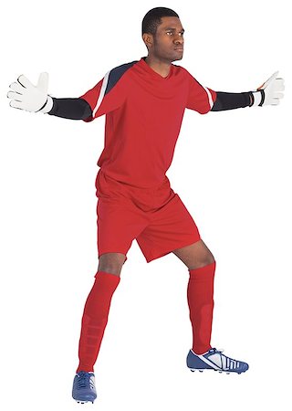 soccer goalie hands - Goalkeeper in red ready to save on white background Stock Photo - Budget Royalty-Free & Subscription, Code: 400-07527112