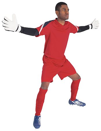 soccer goalie hands - Goalkeeper in red ready to save on white background Stock Photo - Budget Royalty-Free & Subscription, Code: 400-07527113