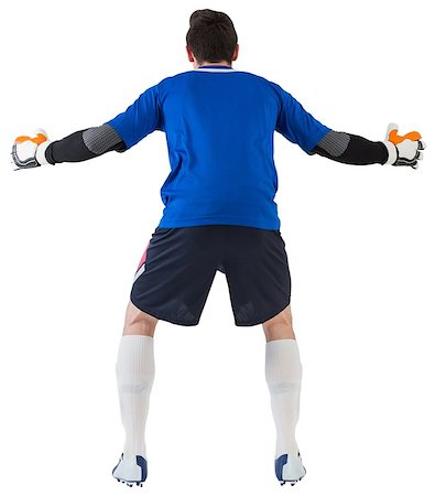 soccer goalie hands - Goalkeeper in blue ready to save on white background Stock Photo - Budget Royalty-Free & Subscription, Code: 400-07527199