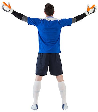 soccer goalie hands - Goalkeeper in blue ready to save on white background Stock Photo - Budget Royalty-Free & Subscription, Code: 400-07527200