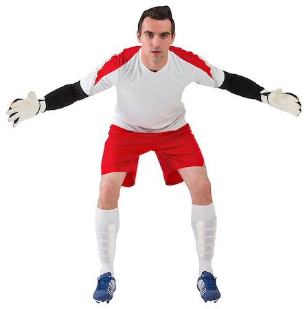 soccer goalie hands - Goalkeeper in white ready to save on white background Stock Photo - Budget Royalty-Free & Subscription, Code: 400-07527210