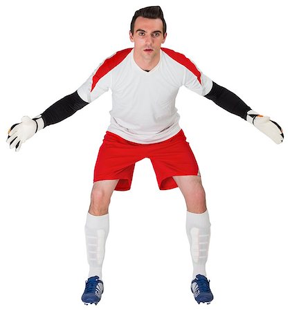 soccer goalie hands - Goalkeeper in white ready to save on white background Stock Photo - Budget Royalty-Free & Subscription, Code: 400-07527211