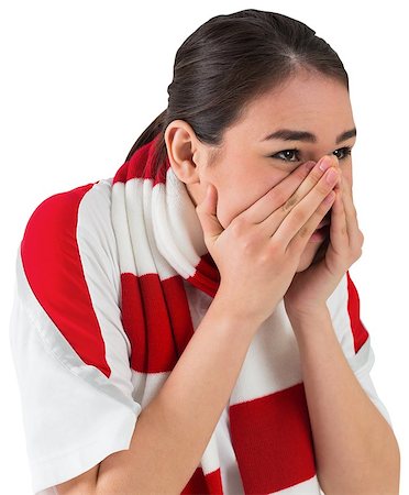 Nervous football fan looking ahead on white background Stock Photo - Budget Royalty-Free & Subscription, Code: 400-07527257