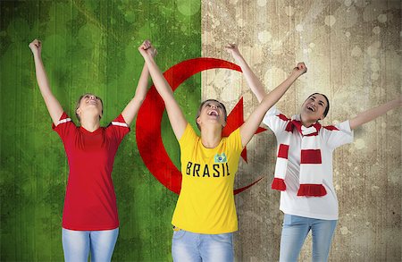 Composite image of various football fans against algeria flag in grunge effect Stock Photo - Budget Royalty-Free & Subscription, Code: 400-07527643