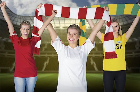 fan stadium woman - Composite image of various football fans against large football stadium with empty stands Stock Photo - Budget Royalty-Free & Subscription, Code: 400-07527670