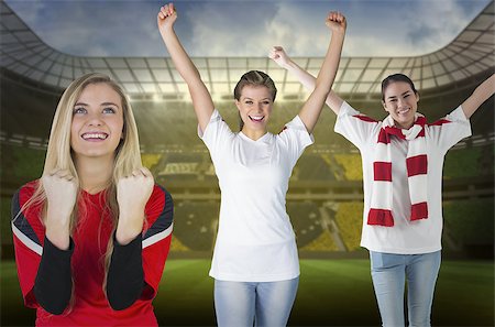 Composite image of various football fans against large football stadium with brasilian fans Stock Photo - Budget Royalty-Free & Subscription, Code: 400-07527671