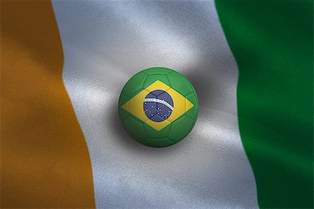 simsearch:400-07527966,k - Football in brasil colours against ivory coast background Foto de stock - Royalty-Free Super Valor e Assinatura, Número: 400-07527914