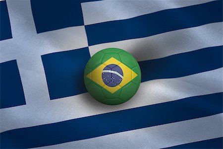 simsearch:400-07527966,k - Football in brasil colours against greece flag background Foto de stock - Royalty-Free Super Valor e Assinatura, Número: 400-07527918