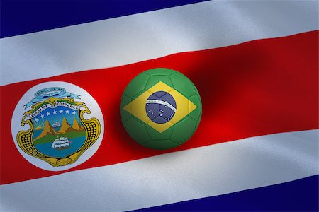 simsearch:400-07527966,k - Football in brasil colours against costa rica flag background Foto de stock - Royalty-Free Super Valor e Assinatura, Número: 400-07527924