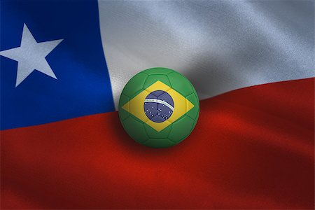 simsearch:400-07527966,k - Football in brasil colours against chile flag background Foto de stock - Royalty-Free Super Valor e Assinatura, Número: 400-07527926