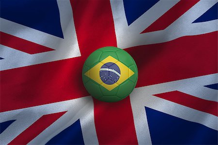 simsearch:400-07527966,k - Football in brasil colours against union jack flag background Foto de stock - Royalty-Free Super Valor e Assinatura, Número: 400-07527934