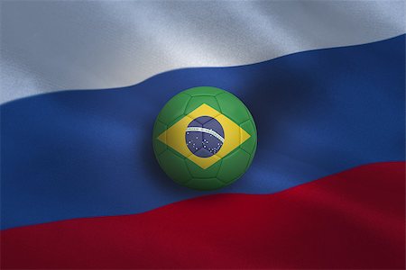 simsearch:400-07527966,k - Football in brasil colours against russia flag background Foto de stock - Royalty-Free Super Valor e Assinatura, Número: 400-07527938