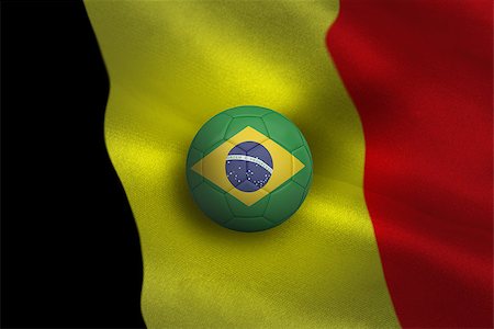 simsearch:400-07527966,k - Football in brasil colours against belgium flag background Foto de stock - Royalty-Free Super Valor e Assinatura, Número: 400-07527930