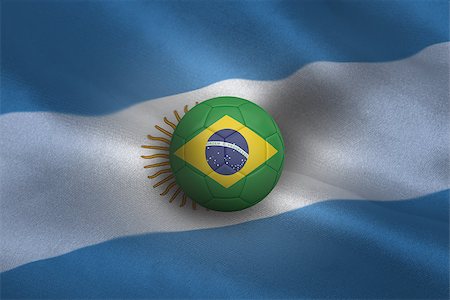 simsearch:400-07527966,k - Football in brasil colours against argentina flag background Foto de stock - Royalty-Free Super Valor e Assinatura, Número: 400-07527932