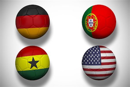 simsearch:400-07527960,k - Composite image of group g footballs for world cup against white background with vignette Stock Photo - Budget Royalty-Free & Subscription, Code: 400-07527985