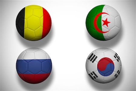simsearch:400-07527960,k - Composite image of group h footballs for world cup against white background with vignette Stock Photo - Budget Royalty-Free & Subscription, Code: 400-07527986