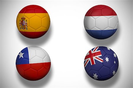 simsearch:400-07527966,k - Composite image of group b footballs for world cup against white background with vignette Foto de stock - Royalty-Free Super Valor e Assinatura, Número: 400-07527982