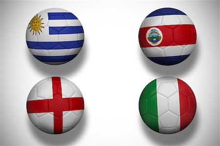simsearch:400-07527960,k - Composite image of group d footballs for world cup against white background with vignette Stock Photo - Budget Royalty-Free & Subscription, Code: 400-07527983