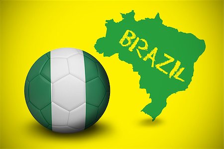 simsearch:400-04155683,k - Football in nigeria colours against green brazil outline on yellow with text Stock Photo - Budget Royalty-Free & Subscription, Code: 400-07528086