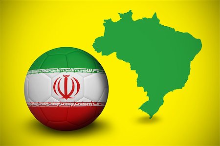simsearch:622-03446470,k - Football in iran colours against green brazil outline on yellow Photographie de stock - Aubaine LD & Abonnement, Code: 400-07528080