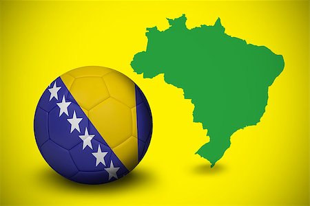 simsearch:400-07527966,k - Football in bosnia and herzegovina colours  against green brazil outline on yellow Foto de stock - Royalty-Free Super Valor e Assinatura, Número: 400-07528096