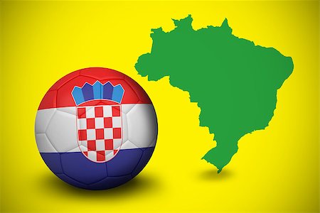 simsearch:400-07527966,k - Football in croatia colours against green brazil outline on yellow Foto de stock - Royalty-Free Super Valor e Assinatura, Número: 400-07528105