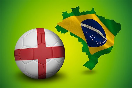 simsearch:400-07527966,k - Football in england colours against green brazil outline with flag Foto de stock - Royalty-Free Super Valor e Assinatura, Número: 400-07528106