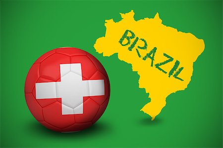 simsearch:400-07527966,k - Football in swiss colours against yellow brazil outline on green with text Foto de stock - Royalty-Free Super Valor e Assinatura, Número: 400-07528107