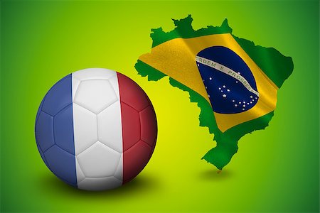 simsearch:400-07527966,k - Football in france colours against green brazil outline with flag Foto de stock - Royalty-Free Super Valor e Assinatura, Número: 400-07528100