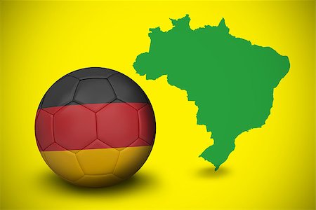 simsearch:400-07527966,k - Football in germany colours against green brazil outline on yellow Foto de stock - Royalty-Free Super Valor e Assinatura, Número: 400-07528101