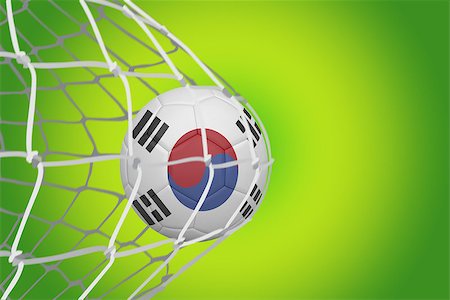 simsearch:400-07527960,k - Football in south korea colours at back of net against green vignette Stock Photo - Budget Royalty-Free & Subscription, Code: 400-07528133