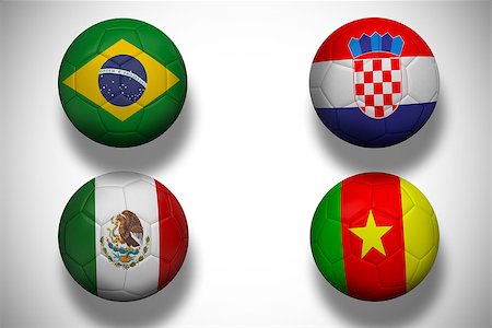 simsearch:400-07527966,k - Group a world cup footballs on white background Foto de stock - Royalty-Free Super Valor e Assinatura, Número: 400-07528260