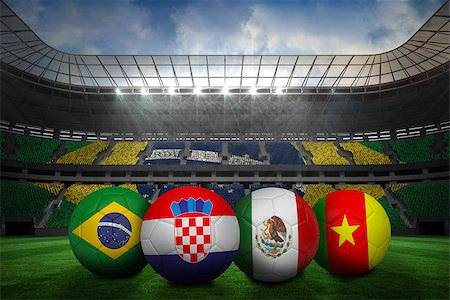 simsearch:400-07527966,k - Group a world cup footballs in large stadium Foto de stock - Royalty-Free Super Valor e Assinatura, Número: 400-07528262
