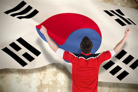 Excited football fan cheering against korea republic flag Stock Photo - Budget Royalty-Free & Subscription, Code: 400-07528279