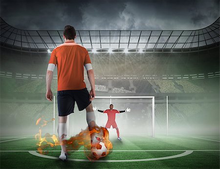 simsearch:400-07665266,k - Composite image of football player about to take a penalty against football pitch in large stadium Stock Photo - Budget Royalty-Free & Subscription, Code: 400-07528434