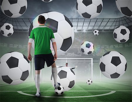 simsearch:400-07665266,k - Composite image of football player about to take a penalty against football pitch in large stadium Stock Photo - Budget Royalty-Free & Subscription, Code: 400-07528451