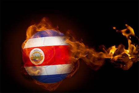 simsearch:400-07527960,k - Composite image of fire surrounding costa rica ball against black Stock Photo - Budget Royalty-Free & Subscription, Code: 400-07528476