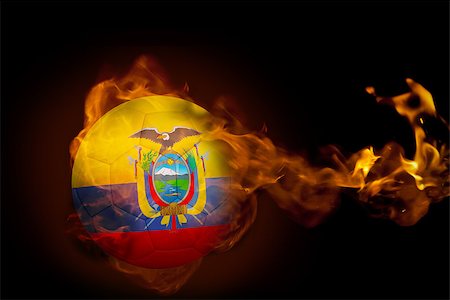 simsearch:400-07527960,k - Composite image of fire surrounding ecuador ball against black Stock Photo - Budget Royalty-Free & Subscription, Code: 400-07528477