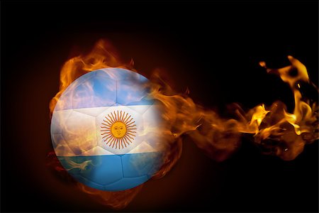 simsearch:400-07527966,k - Composite image of fire surrounding argentina ball against black Foto de stock - Royalty-Free Super Valor e Assinatura, Número: 400-07528480