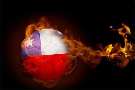 simsearch:400-07527966,k - Composite image of fire surrounding chile ball against black Foto de stock - Royalty-Free Super Valor e Assinatura, Número: 400-07528482