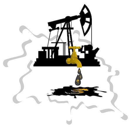 simsearch:400-07544230,k - Oil pump with stopcock dripping drops of oil on a background of abstract oil slick. Illustration on white background. Foto de stock - Super Valor sin royalties y Suscripción, Código: 400-07544232