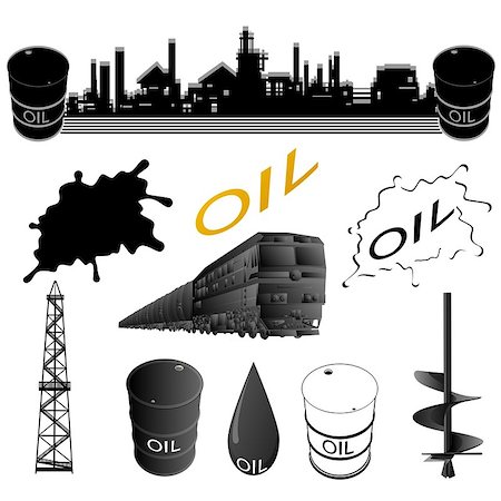 simsearch:400-07544230,k - Set oil industry facilities. Illustration on white background. Foto de stock - Super Valor sin royalties y Suscripción, Código: 400-07544247