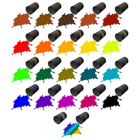 simsearch:400-07087277,k - Barrels of colored inks. Illustration on white background. Photographie de stock - Aubaine LD & Abonnement, Code: 400-07544295