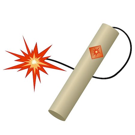 Stick of dynamite with a burning wick. Illustration on white background. Stock Photo - Budget Royalty-Free & Subscription, Code: 400-07544301